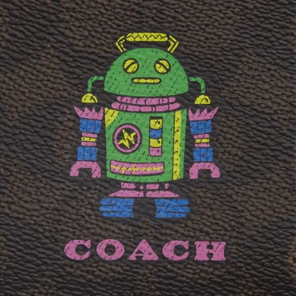 NWT ❤️ Coach Cosmic Coach Zip Card Case With Robot Print - Picture 3 of 6